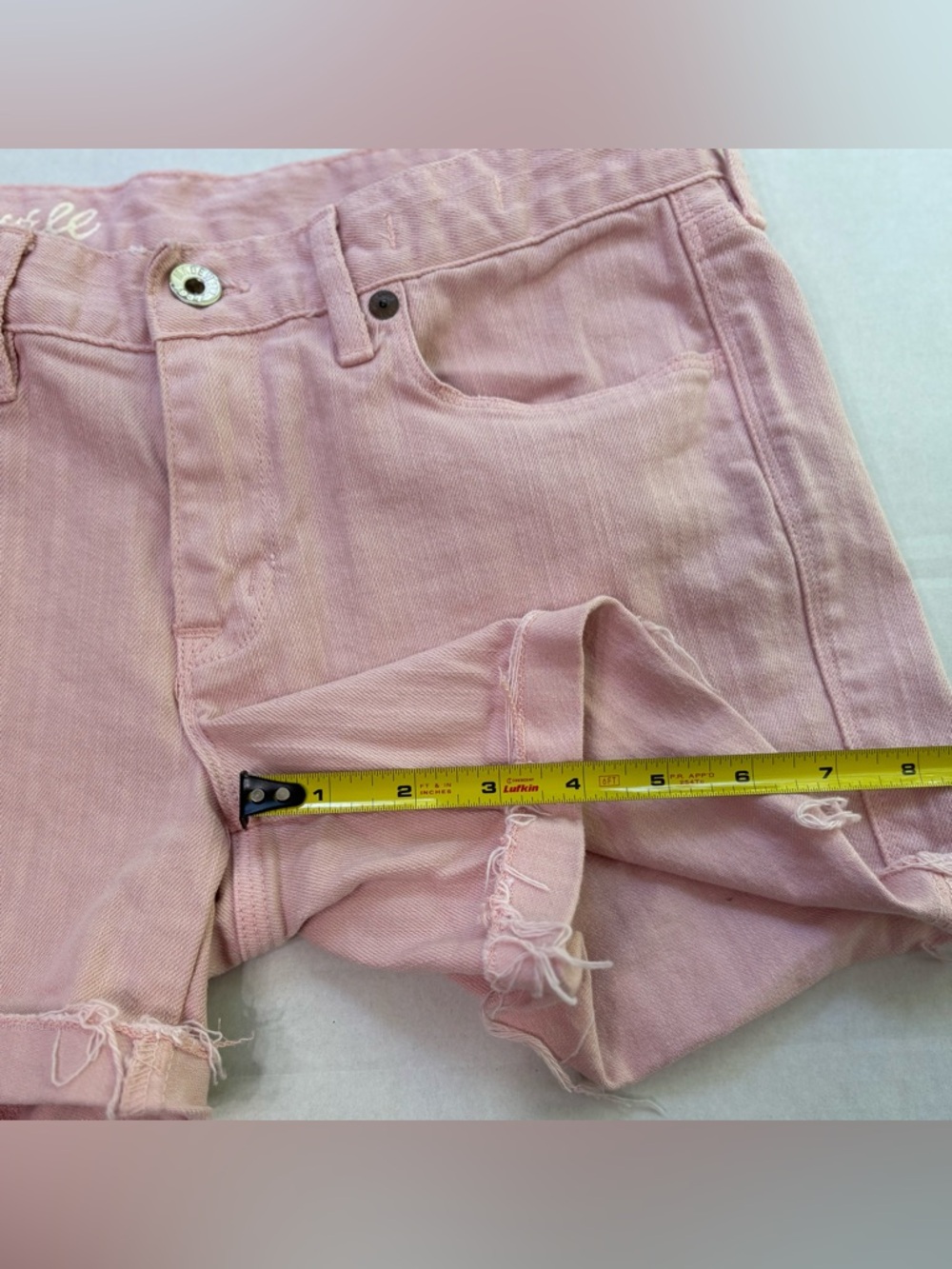 Madewell Pastel Pink Denim Shorts Size 27 - Grannycore Whimsy Distressed Cutoffs - Picture 11 of 11